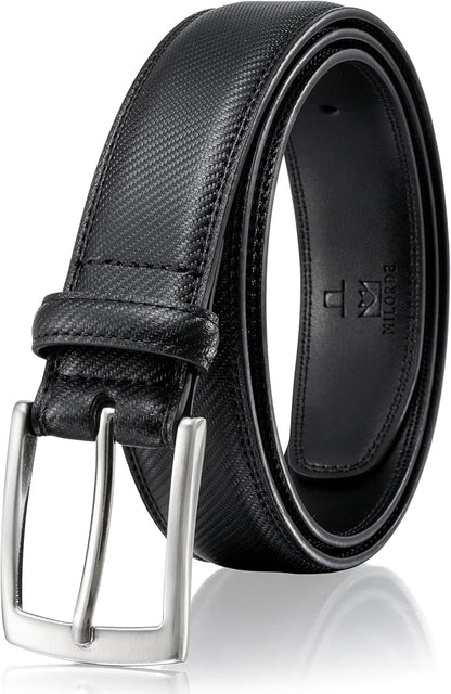 MILORDE Men's Genuine Leather Dress Belt, Handmade, 100% Cow Leather, Fashion & Classic Designs for Work Business and Casual