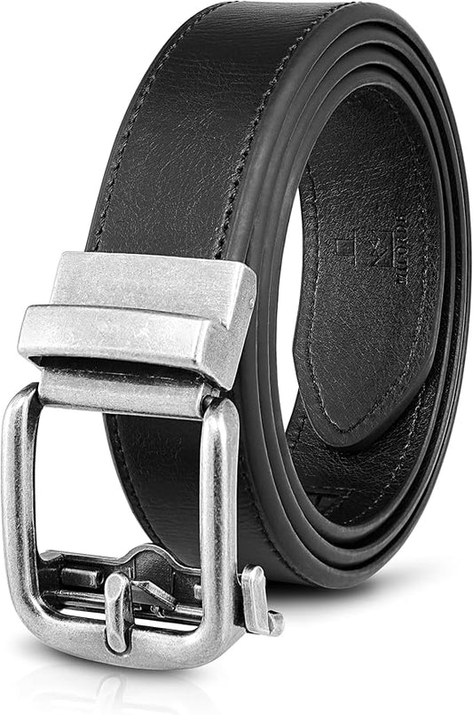 MILORDE Men's Leather Ratchet Belt - 35mm - Customizable Fit