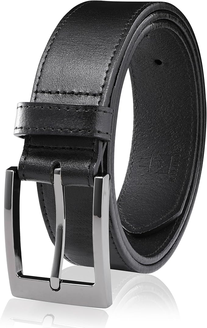 MILORDE Men's Genuine Leather Dress Belt, Handmade, 100% Cow Leather, Fashion & Classic Designs for Work Business and Casual
