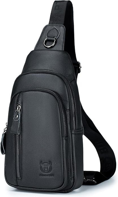 LUKZIJAES Genuine Leather Sling Bag for Men