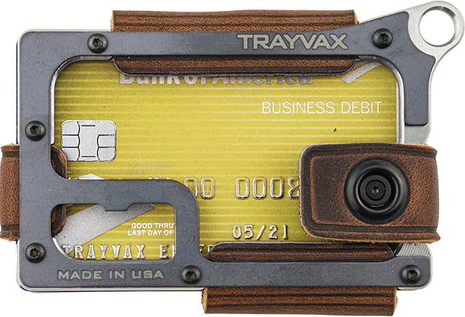 Trayvax Contour Wallet, RFID Front Pocket Money and Credit Card Holder, Minimalist Slim Leather Metal Wallet for Men and Women, Raw Mississippi Mud