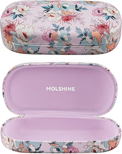molshine Hard Shell Leather Sunglasses Case,Classic Large Glasses Case for Women Men,Sunglass Eyeglasses