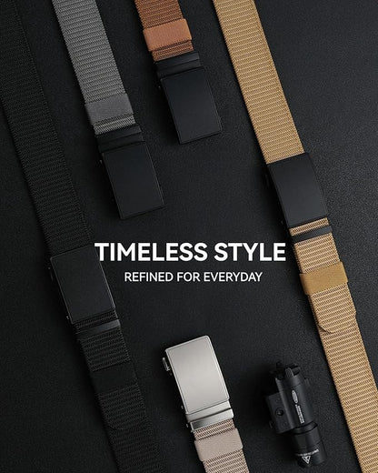 CHAOREN Nylon Ratchet Belts for Men - Adjustable Casual Work Belt with Slide Buckle - Trim to Fit