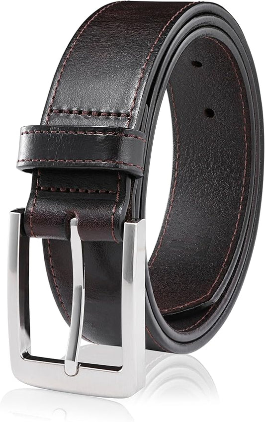 MILORDE Men's Genuine Leather Dress Belt, Handmade, 100% Cow Leather, Fashion & Classic Designs for Work Business and Casual
