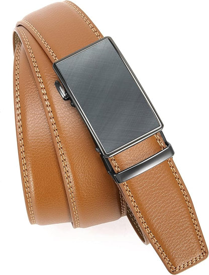 CHAOREN Mens Belt - Mens Ratchet Belt Leather 1 3/8" for Dress Pant - Micro Adjustable Belt Fit Everywhere