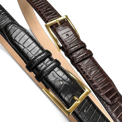 Men's Oil-Tanned Genuine Leather Dress Classic Belt 1-1/8"(30mm) or 1-3/8"(35mm) Wide One Piece Dress Belt