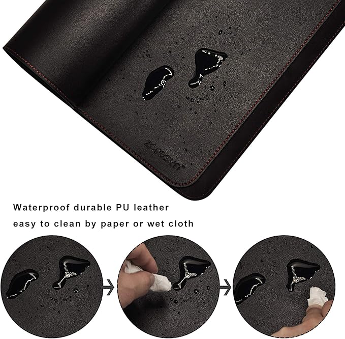 ZORESYN Conference Table Pads (66.9" x 27.6") - PU Leather Extended Large Mousepad Desk Mat - Nonslip Base and Waterproof Desktop Writing Pad Mouse Mat (Black)