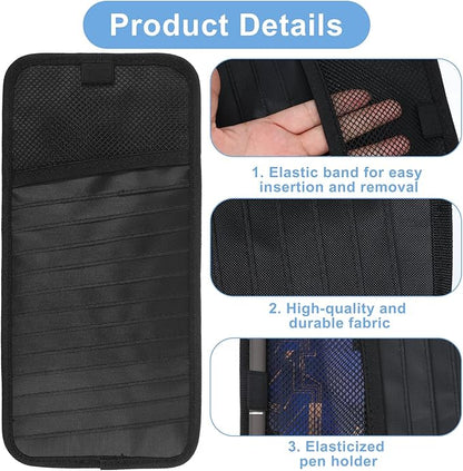 1 Pcs Car CD Holder, Car Sun Visor Storage DVD Disc Holders Pocket Case Organizer with 12 DVD Storage Sleeves, one Mesh Pocket, one Pen Holder, and Elastic Strap (Black)