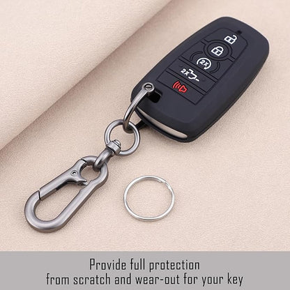TANDRIVE Key Fob Cover for 2026 2025-2017 Ford F150 F250 F350 F450 F550 F650 F750, 5 Button, Silicone, 2-Pack, Black