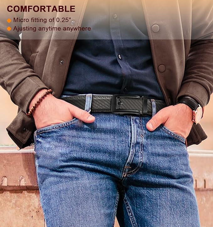 BULLIANT Men's Ratchet Belt Nontrimmable-Click Belt Adjustable for Men Gift Lightweight 1 3/8"