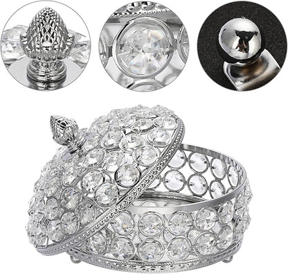 Hipiwe Crystal Mirrored Jewelry Box Trinket Organizer Box Luxury Decorative Ring Box Earrings Storage Holder Keepsake Box Birthday Christmas Gift for Women, X-Large