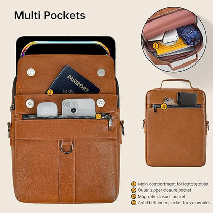 13 Inch Laptop Shoulder Bag Leather Carrying Case for Macbook Air 13" M5 M4 M3 M2 A3420 A3113 A2681/ MacBook Neo 13 A18 Pro