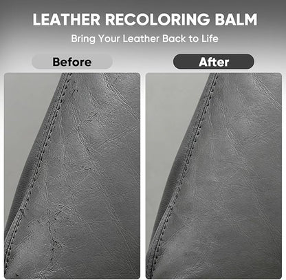 Leather Recoloring Balm - Scratch Repair & Color Restore Kit for Faded Leather, Leather Couch & Car Seats - 10OZ Leather Restorer Balm for Furniture, Auto Interior, Vinyl, Accessories (Gray)