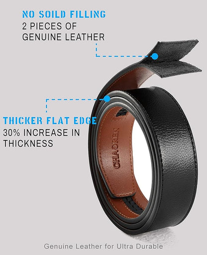 CHAOREN Mens Belt - Mens Ratchet Belt Leather 1 3/8" for Dress Pant - Micro Adjustable Belt Fit Everywhere