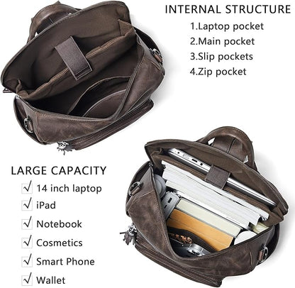 Shrrie Vegan Leather Laptop Backpack for Women 15.6 inch Work Backpack Fashion Travel Backpack Purse for Business College