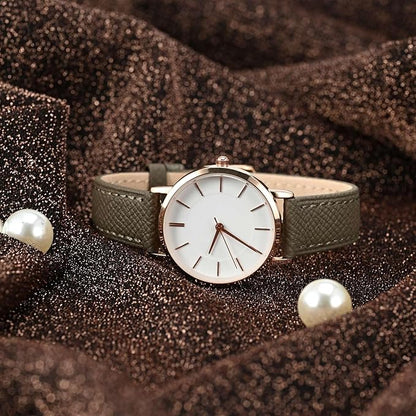 WOCCI 22mm Grace Leather Watch Band for Ladies, Top Grain Leather, Quick Release Replacement Strap with Gold Buckle (Elephant Grey)