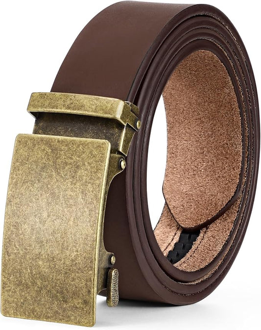 Mens Leather Belt, Ratchet Belts for Men Full Grain Leather Handmade, 100% Italian Top Genuine Leather Dress Belt