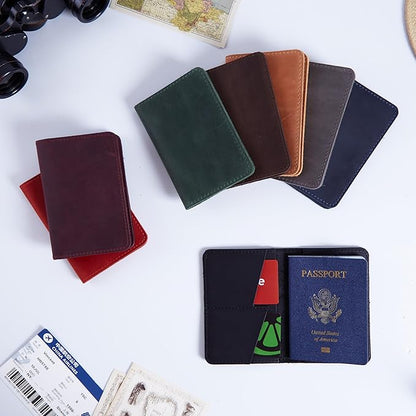 INCARNE US Leather Passport Holder for Travel - Passport Case - Passport Wallet for Men - Passport Cover for Women Sleeve Protector - Travel Essentials Vacation Luggage Travel Gifts - Vintage Red