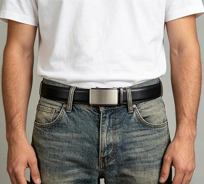 Lingli Men's Belt,Ratchet Dress Belt with Automatic Buckle Brown/Black-Trim to Fit-35mm wide