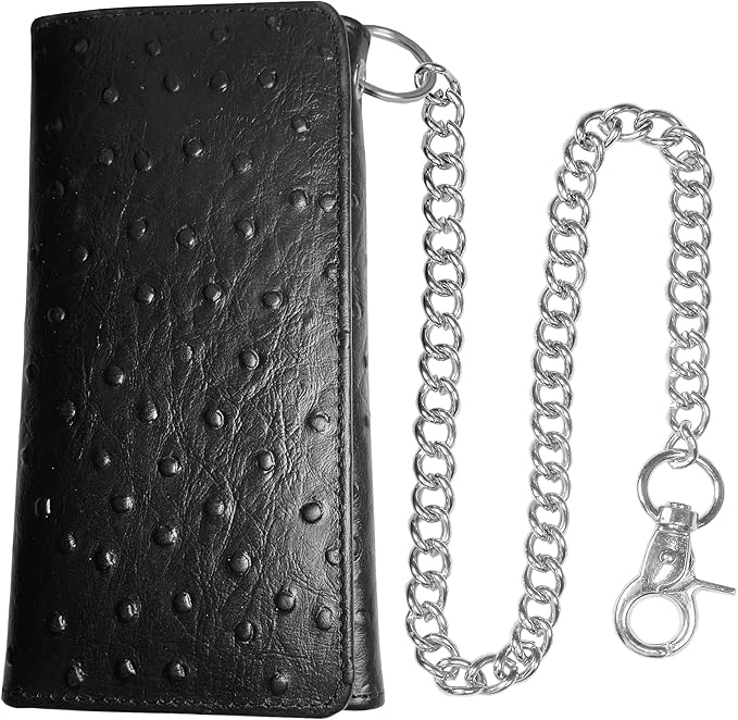 IBRO VINTAGE Motorcycle Chain Wallet for Men – Premium Cowhide Leather, RFID Tri-Fold Biker Wallet with Heavy Duty Chain for Bikers Truckers & Hunters, Credit Card Money Organizer Long Wallet | Long Trifold, RFID Blocking, Men's, Trucker Biker