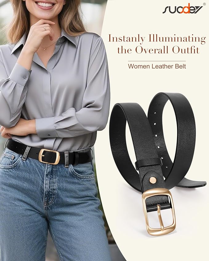 SUOSDEY Women Belts For Jeans Dresses Pants Ladies Leather Waist Belt with Elegant Buckle, Width 1.3"