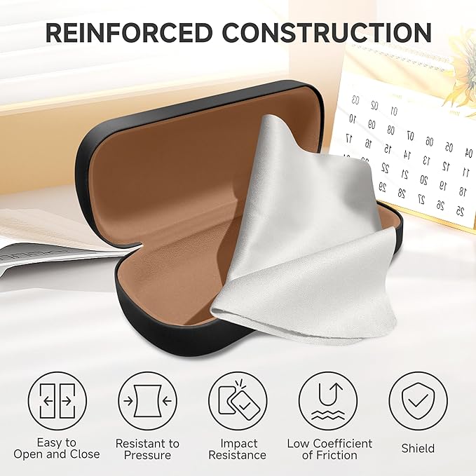 Glasses Case Large Hard Shell Eyeglasses Case PU Leather Protective for Sunglasses Eyeglasses