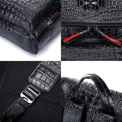 boshiho Real Leather Laptop Backpack Fashion Travel Bag Daypack for Men, Crocodile Pattern (L)