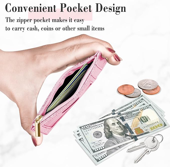ID Badge Holder with Lanyard, Vertical Bling Shiny ID Badge Card Holder with 1 Clear ID Window, 4 Credit Card Slots, 1 Cash Coin Slot and a Detachable Neck Lanyard (Bling Pink)