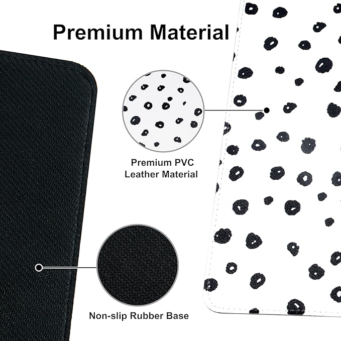 Colorful Star Boho Desk Mat, XXL Mouse Pad Desk Pad Boho Desk Accessories for Women Office Decor, Non-Slip Rubber Base Waterproof Leather Computer Desk Mat, Polka Dot Gaming Mousepad, 31.5" x15.7"
