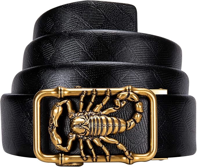 Dubulle Designer Mens Belts, Sliding Automatic Buckle Ratchet Dress Belt TOP Genuine Leather Strap Gifts