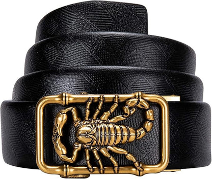 Dubulle Designer Mens Belts, Sliding Automatic Buckle Ratchet Dress Belt TOP Genuine Leather Strap Gifts