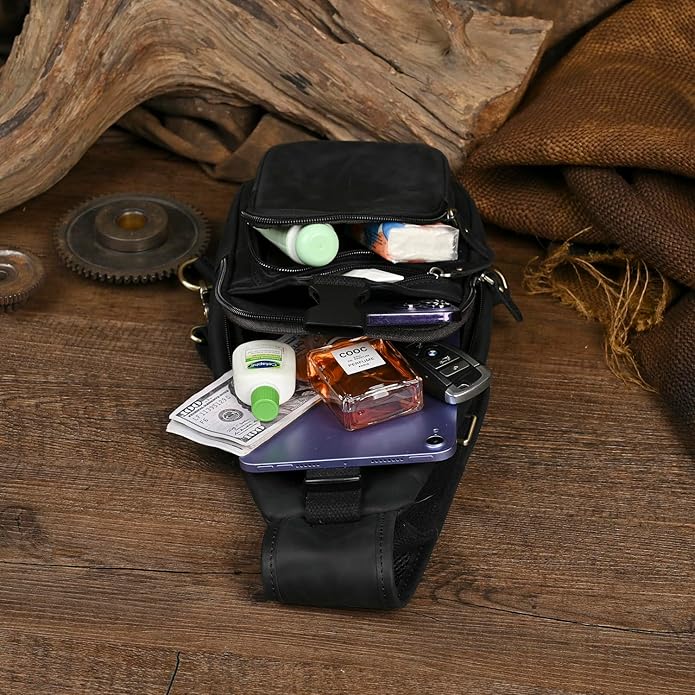 Le'aokuu Men Fashion Casual Tea Designer Travel Hiking Crossbody Chest Sling Bag Rig One Shoulder Strap Bag Men Leather 8015 | Fashion, Casual, Tea, Designer, Travel, Hiking