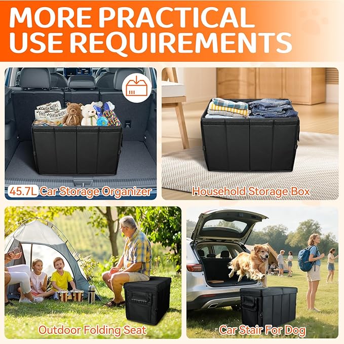 Car Seat Extender for Dogs, Backseat Extender for Large Dog up to 210 LBS, Foldable Back or Front Seat Extender for Most Cars Car Organizer Gap Filler