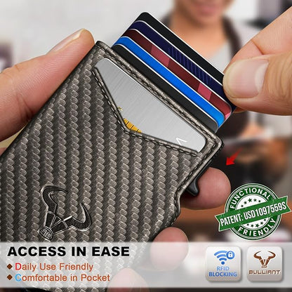 BULLIANT Men Wallet Gift Boxed,Slim Front Pocket Wallet Money Clip Card Holder 3.8"x2.7",Pop-up Access