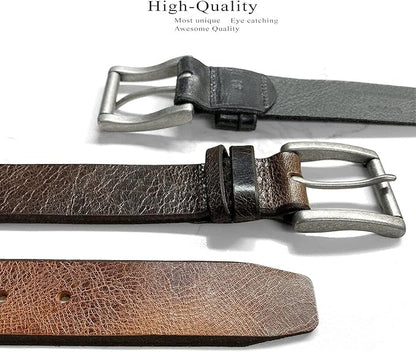 BS304 Genuine Full Grain Vintage Leather Belt Strap or Belt with Buckle_1-1/2"(38mm) wide