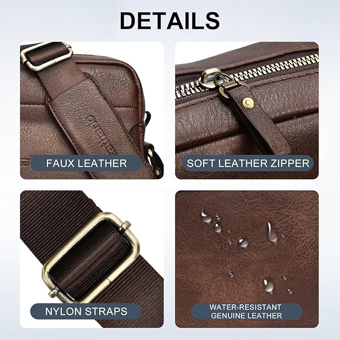 Leathario Crossbody Bag For Men Vegan Leather Shoulder Messenger Purse Sling Satchel Bag For Work Business Travel | Vegan Leather, Purse, For Work, Business, Travel