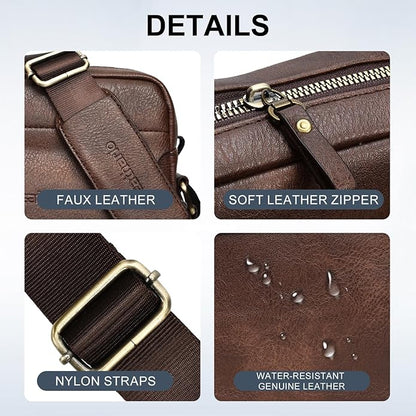 Leathario Crossbody Bag For Men Vegan Leather Shoulder Messenger Purse Sling Satchel Bag For Work Business Travel | Vegan Leather, Purse, For Work, Business, Travel