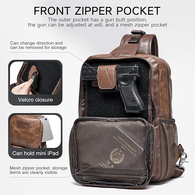 MOYYI EDC Crossbody Bag for Men Leather Sling Bag, Tactical Chest Bag with USB Charging Port, 7L Small Casual Daypacks for Travel