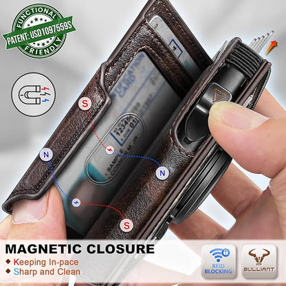 BULLIANT Men Wallet Gift Boxed,Slim Front Pocket Wallet Money Clip Card Holder 3.8"x2.7",Pop-up Access