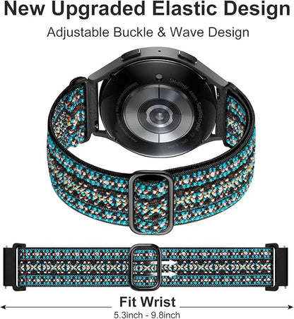 Lerobo Elastic Bands Compatible with Samsung Galaxy Watch 8 7 6 5 4 40mm 44mm/Galaxy Watch 8 Classic 6 4 Classic 43mm 47mm 42mm 46mm/5 Pro Band 45mm/Active 2,3 Pack 20mm Adjustable Nylon Sport Band