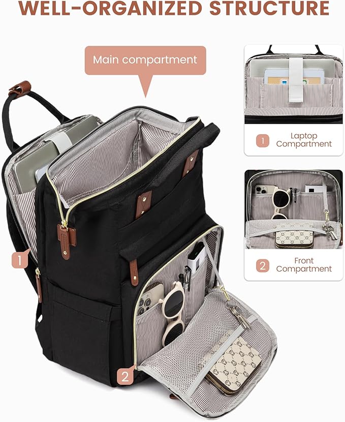LOVEVOOK Laptop Backpack for Women, 17.3'' Waterproof Nurse Bag Teacher Work Backpack Purse for Women, Travel Computer Backpack for College Office Business Ladies