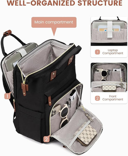 LOVEVOOK Laptop Backpack for Women, 17.3'' Waterproof Nurse Bag Teacher Work Backpack Purse for Women, Travel Computer Backpack for College Office Business Ladies