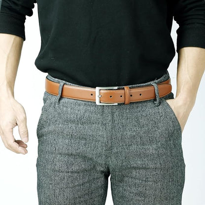XOUXOU Men's Casual Leather Jeans Belts Classic Work Business Dress Belt with Prong Buckle for Men