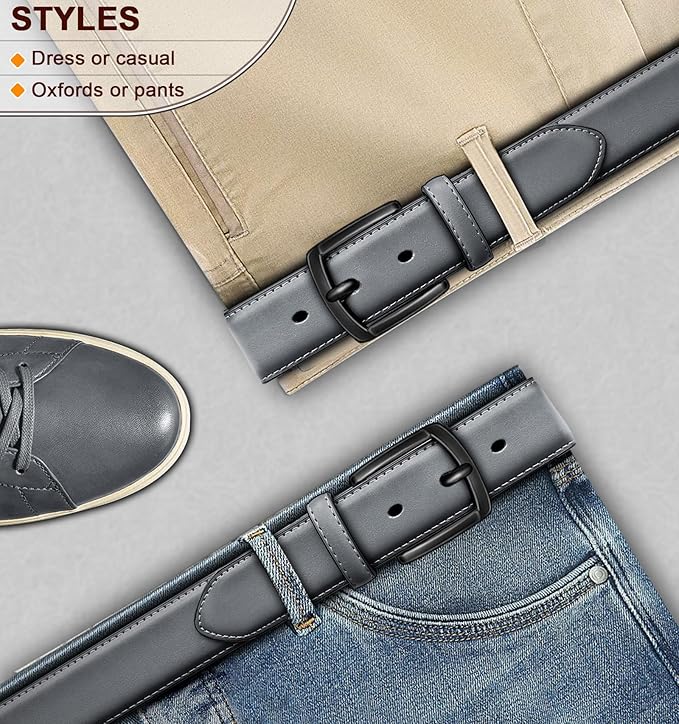KEMISANT Men Belt-Genuine Leather Belt for Men Dress Casual Golf Jeans 1 3/8"