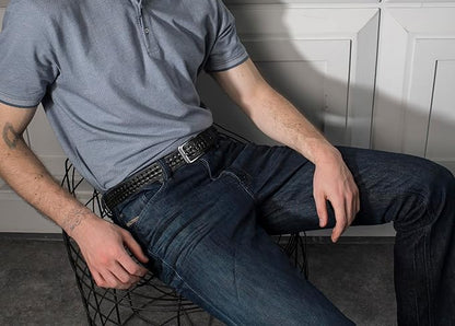 MILORDE Leather Braided Belts for Men, Handmade, Causal Woven Leather Jeans daily wear
