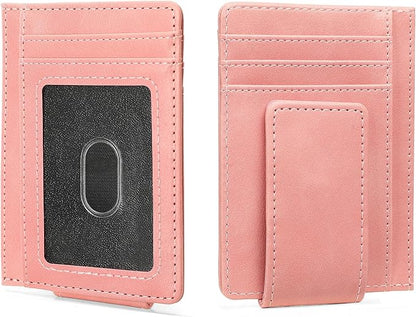 Magnetic Closure Slim Wallet for Men Leather RFID Blocking Minimalist Front Pocket Money Clip Wallet Credit Card Holder
