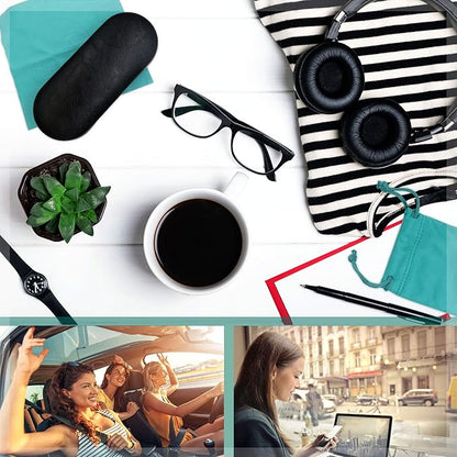 MyEyeglassCase Hard Shell Glasses case, Medium Eyeglasses Holder, Easy Open Lip for Men Women, Portable Sleeve Pouch & Cloth