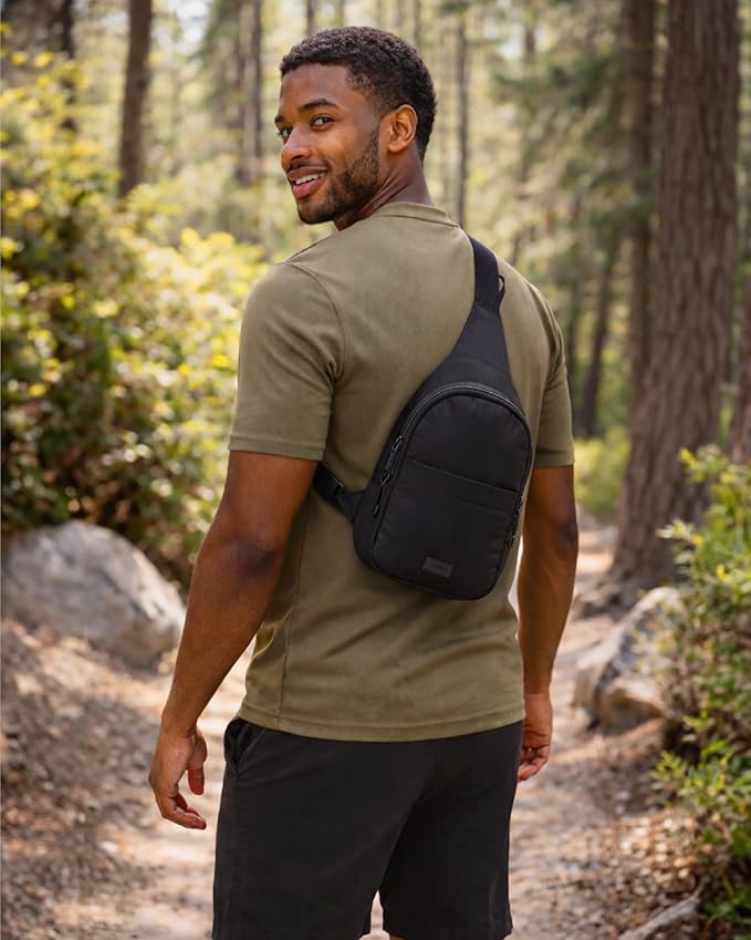 Reebok Unisex Crossbody Sling Bags – Compact Convertible Strap Cross Body Bag Travel Sling Bag - Gym & Travel Essential, Thea II Black