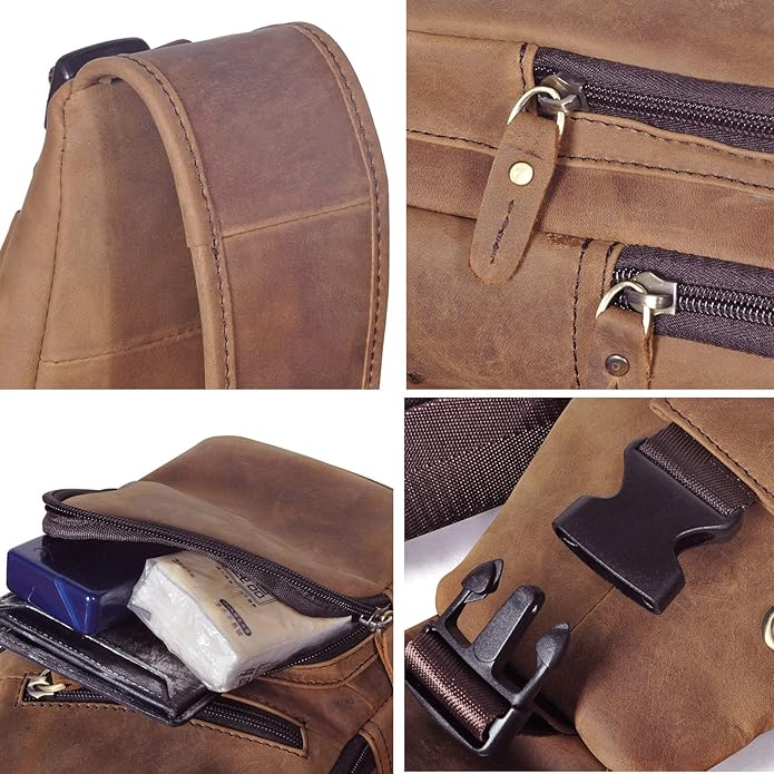 Le'aokuu Men Fashion Casual Tea Designer Travel Hiking Crossbody Chest Sling Bag Rig One Shoulder Strap Bag Men Leather 8015 | Fashion, Casual, Tea, Designer, Travel, Hiking