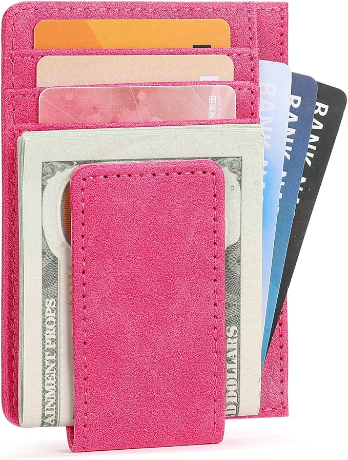 Magnetic Closure Slim Wallet for Men Leather RFID Blocking Minimalist Front Pocket Money Clip Wallet Credit Card Holder